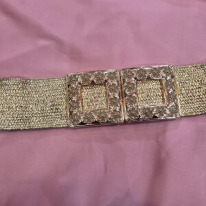 Cinturón Dorado Flor Rafia